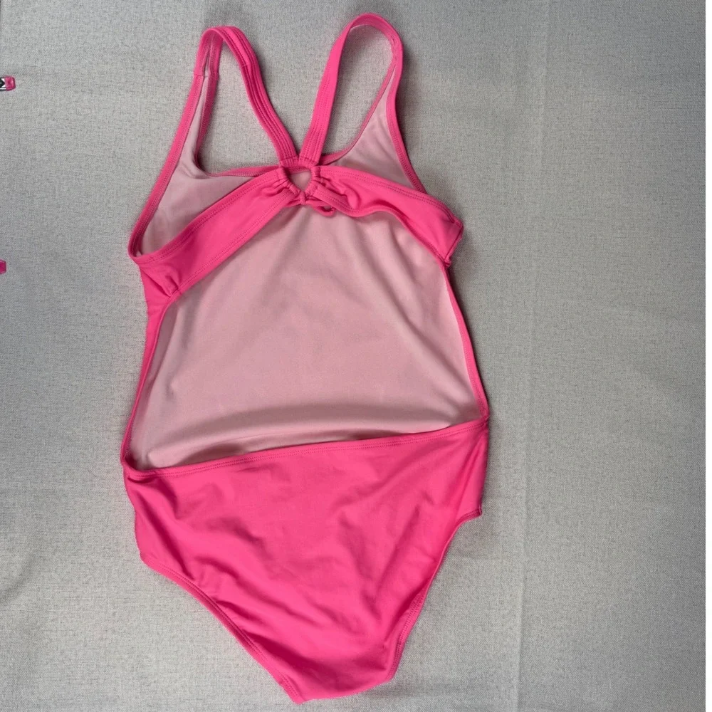 The Childrens Place Girls Neon Pink Strappy Back One Piece Swimsuit Size XXL 16